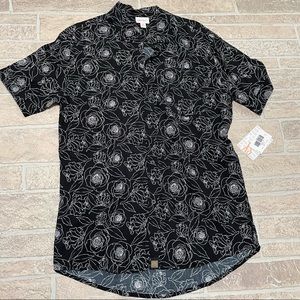 LuLaRoe Men’s Michael button down shirt XS black white flower outline NWT